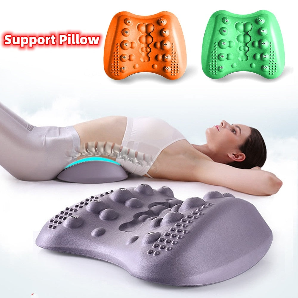 Support pillow with textured surface for back support, shown with a person lying down.